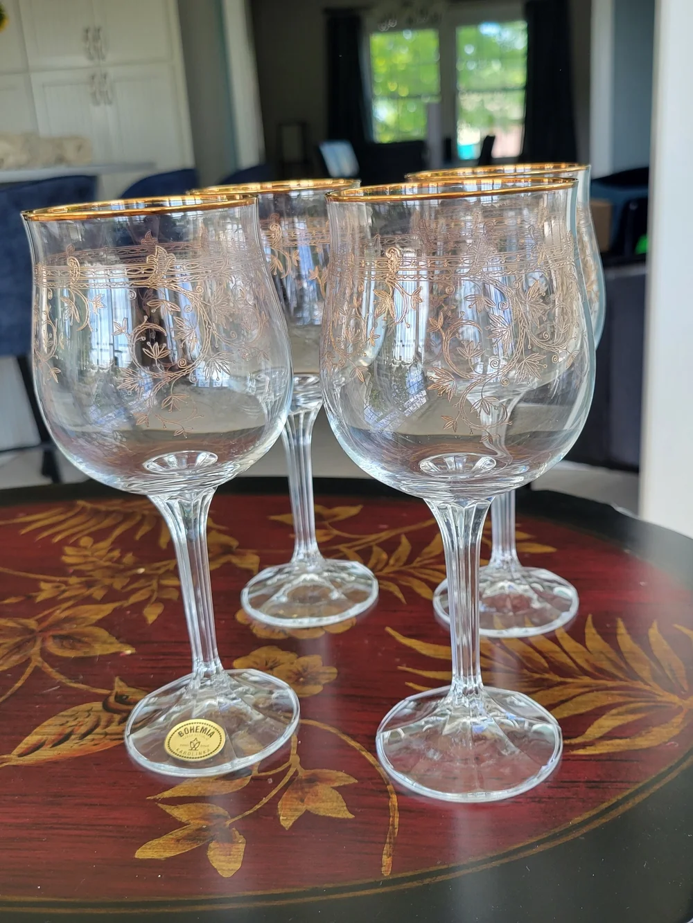 Vintage Bohemia Karolinka Czech Republic Handmade Crystal Wine Glasses– Set Of 4